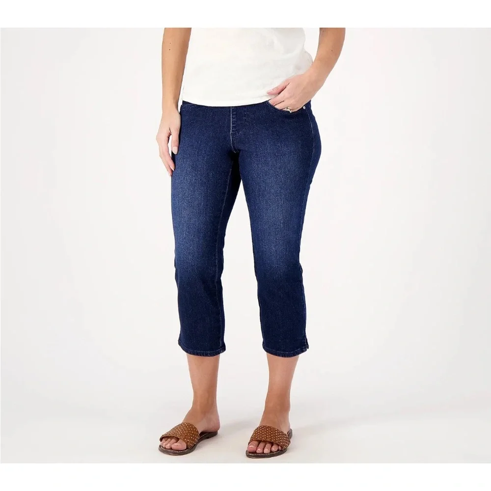 Belle by Kim Gravel Tall TruTemp Denim Crop Jean-Dark Indigo- 6 Tall